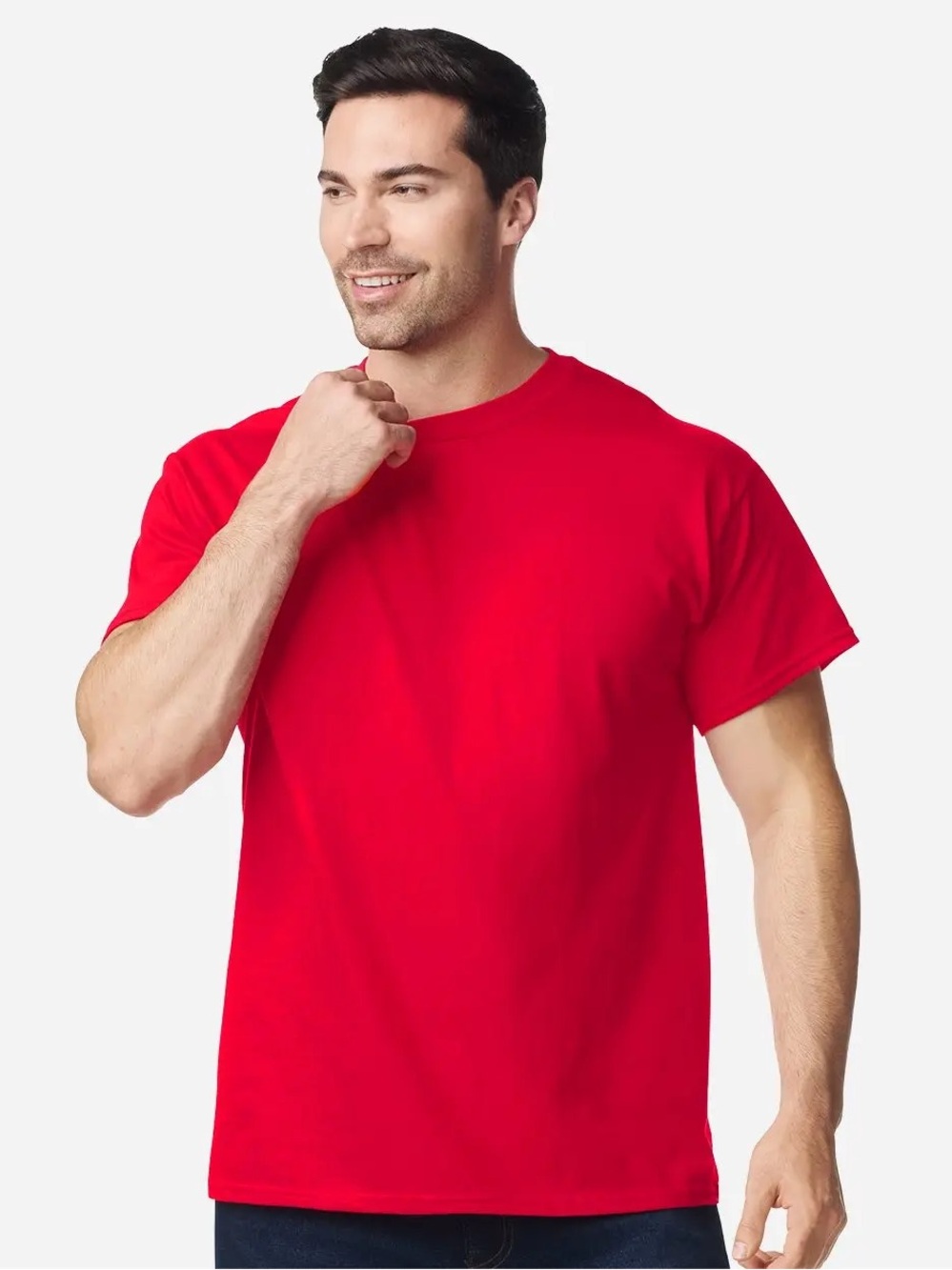 Fruit of the Loom Men's Bright Red Short Sleeve Crewneck Tee